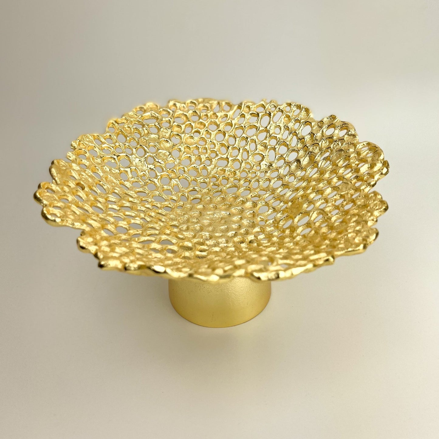 Textured Gold Pedestal Bowl - Peak Home Decor