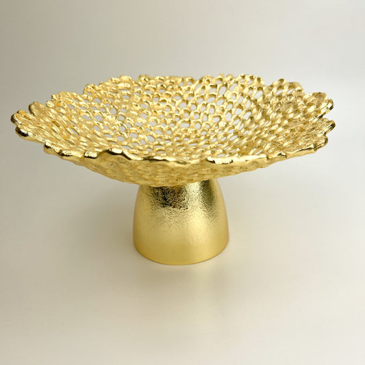 Textured Gold Pedestal Bowl - Peak Home Decor