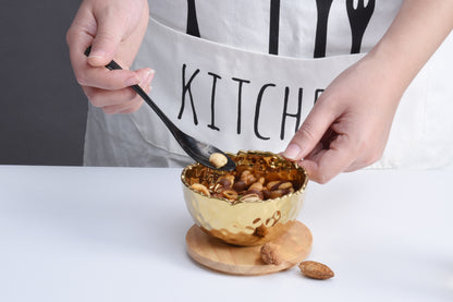 Golden Millennium Snack Bowl – hammered gold porcelain serving bowl
Luxury gold titanium snack bowl for dips, nuts, and condiments
Elegant small porcelain bowl from the Golden Millennium Collection