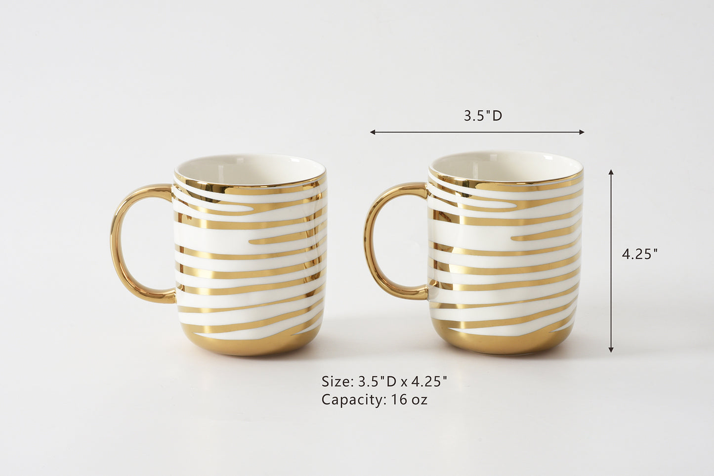 Pampa Bay Get Gifty Set of 2 Striped Mugs with gold detailing

Luxury gold striped porcelain mugs – 16oz coffee mugs

Giftable striped mugs with gold handles by Pampa Bay

Elegant porcelain mug set for coffee and tea