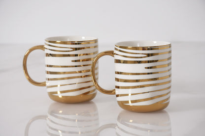 Pampa Bay Get Gifty Set of 2 Striped Mugs with gold detailing

Luxury gold striped porcelain mugs – 16oz coffee mugs

Giftable striped mugs with gold handles by Pampa Bay

Elegant porcelain mug set for coffee and tea