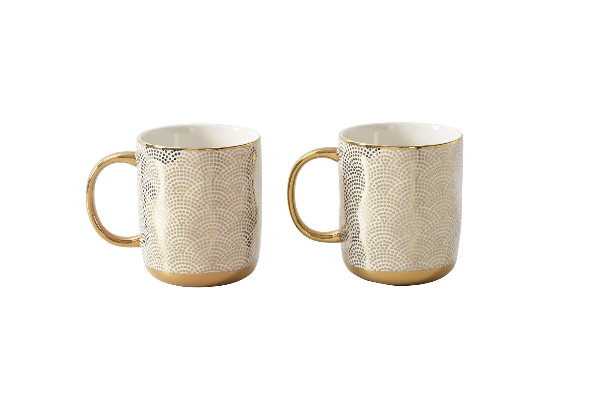 Pampa Bay Get Gifty Dotted Mugs Set of 2 | Gold Porcelain Mug Gift Set - Peak Home Decor