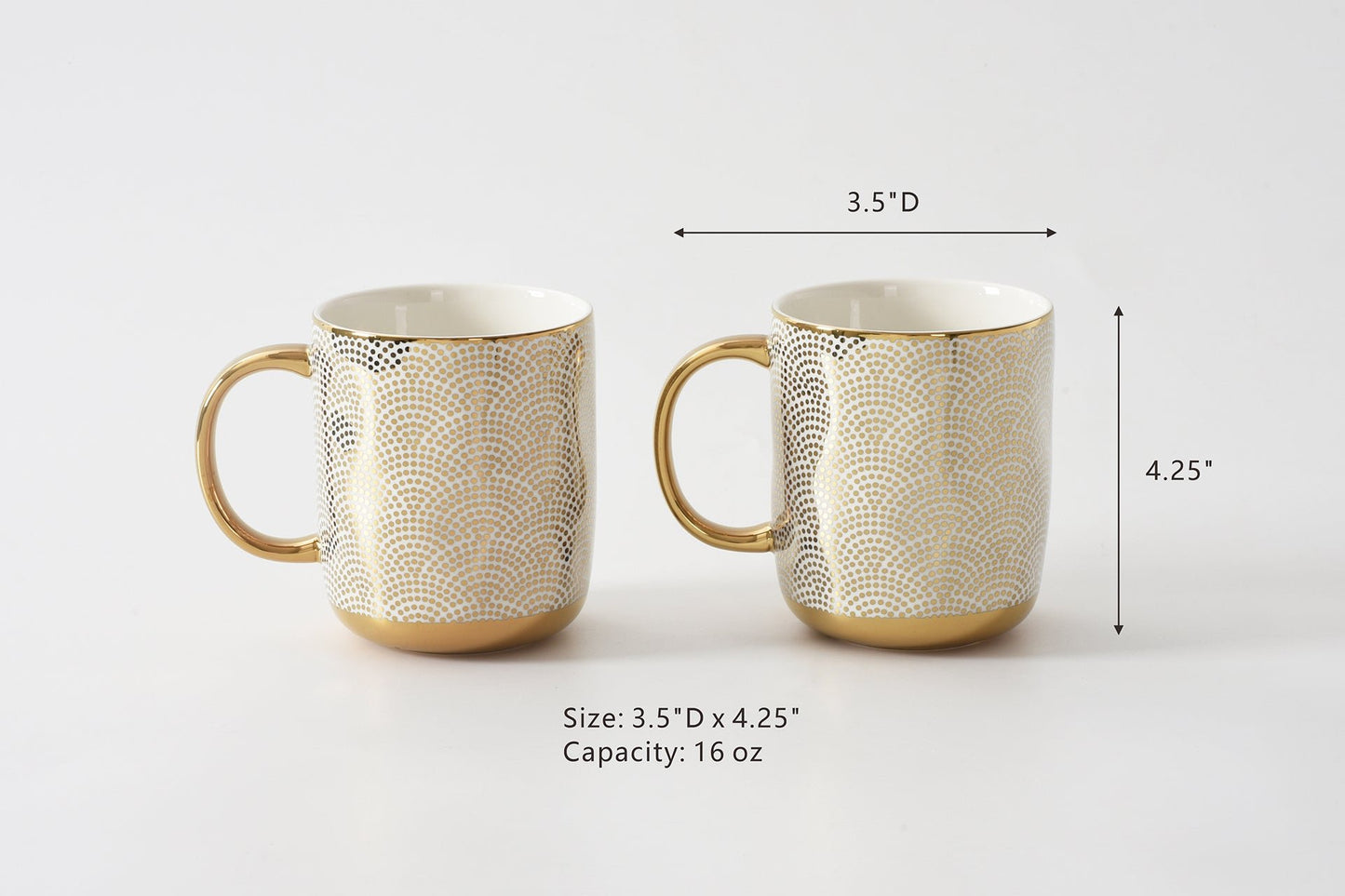 Pampa Bay Get Gifty Dotted Mugs Set of 2 | Gold Porcelain Mug Gift Set - Peak Home Decor
