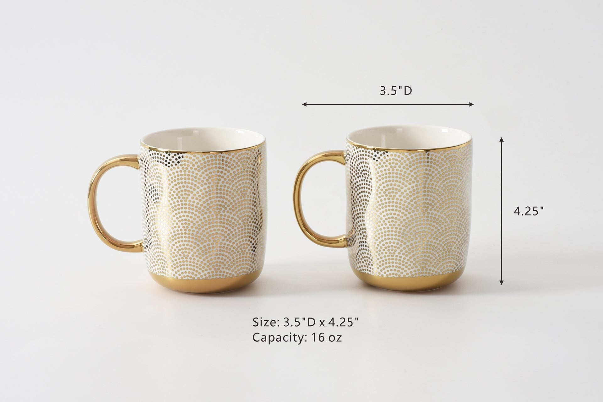Pampa Bay Get Gifty Dotted Mugs Set of 2 | Gold Porcelain Mug Gift Set - Peak Home Decor