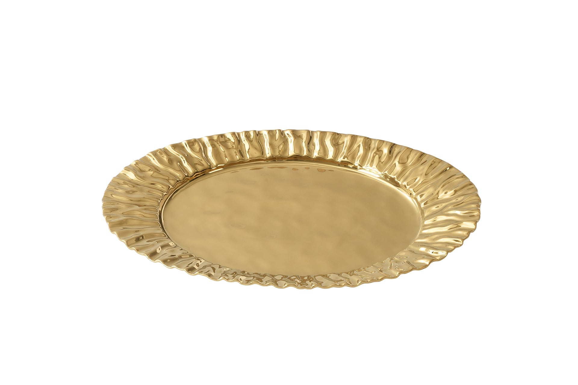 Pampa Bay Mascali D'Oro Large Platter | Gold Porcelain Serving Platter - Peak Home Decor