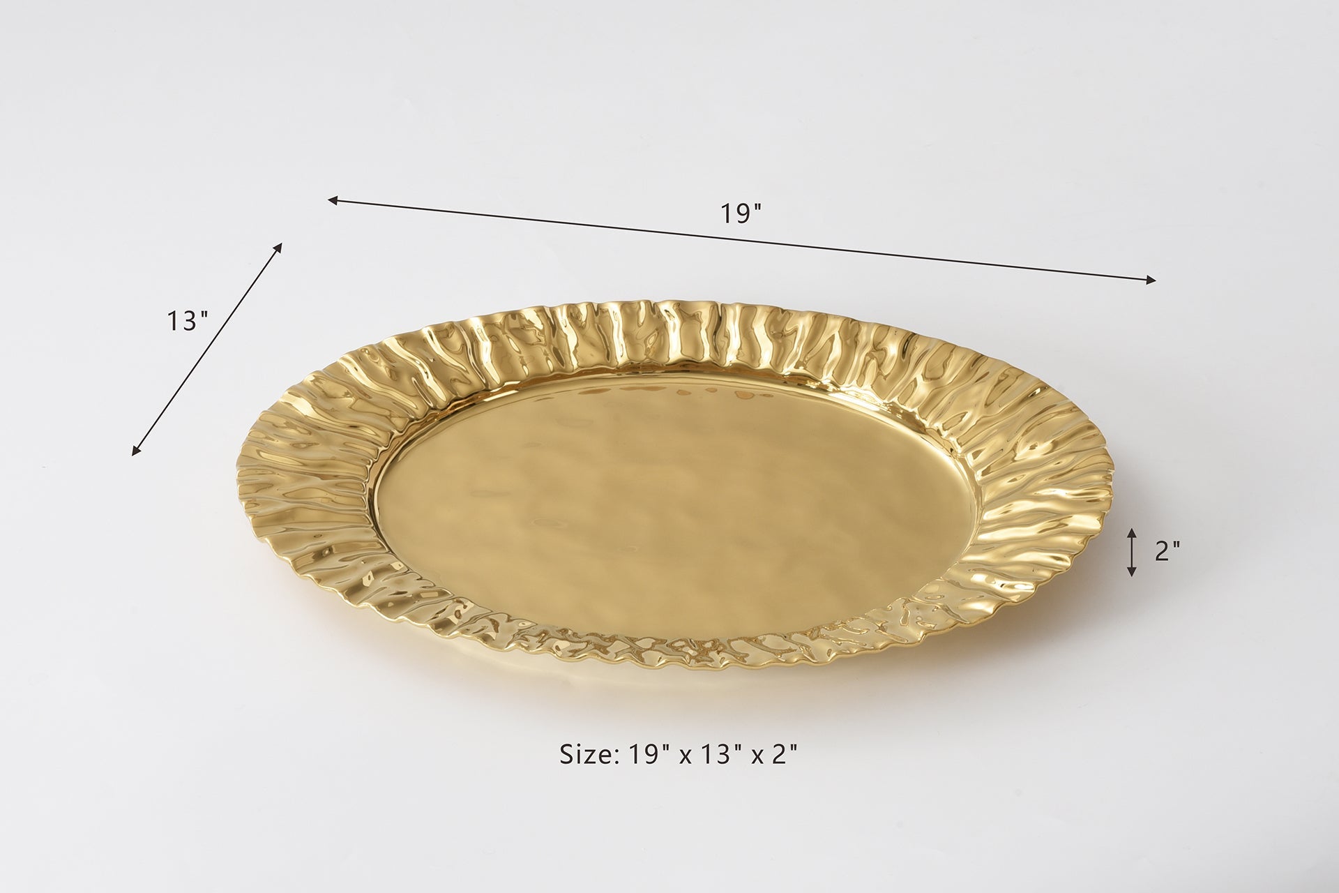 Pampa Bay Mascali D'Oro Large Platter | Gold Porcelain Serving Platter - Peak Home Decor