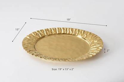 Pampa Bay Mascali D'Oro Large Platter | Gold Porcelain Serving Platter - Peak Home Decor