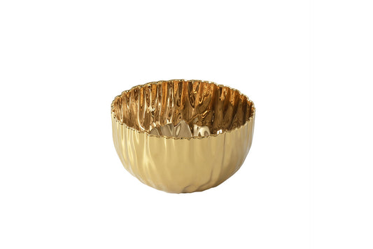 Pampa Bay Mascali D'Oro Medium Bowl | Gold Porcelain Serving Bowl - Peak Home Decor