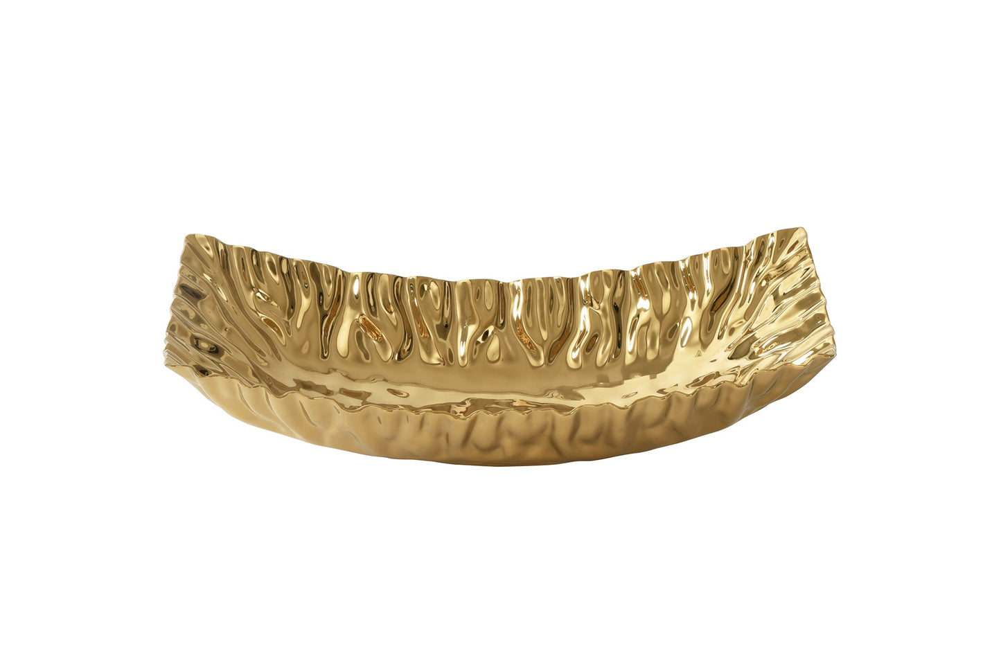 Pampa Bay Mascali D'Oro Rectangular Centrepiece | Gold Porcelain Table Centrepiece - Peak Home Decor