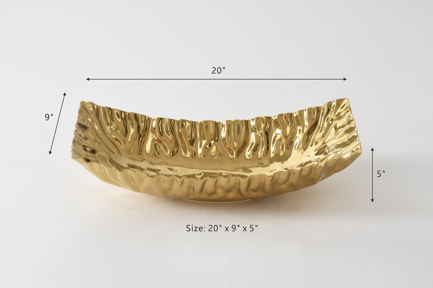 Pampa Bay Mascali D'Oro Rectangular Centrepiece | Gold Porcelain Table Centrepiece - Peak Home Decor