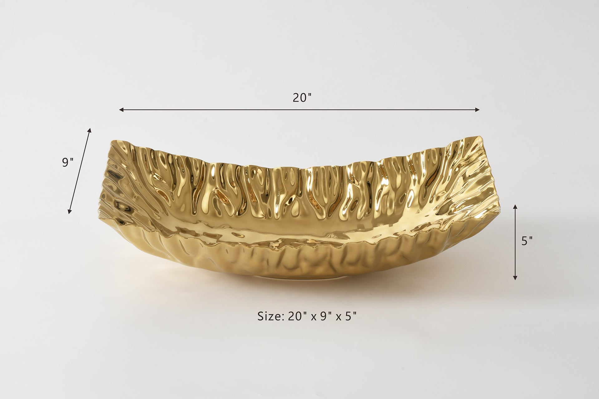 Pampa Bay Mascali D'Oro Rectangular Centrepiece | Gold Porcelain Table Centrepiece - Peak Home Decor