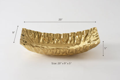 Pampa Bay Mascali D'Oro Rectangular Centrepiece | Gold Porcelain Table Centrepiece - Peak Home Decor