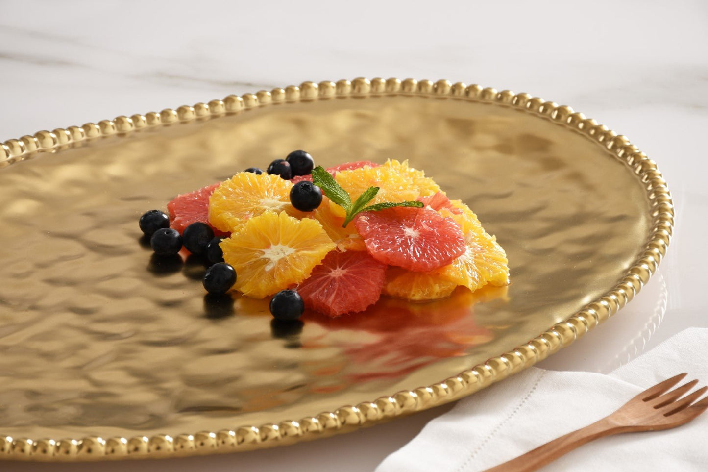 Pampa Bay Monte Carlo Large Oval Platter | Matte Gold Porcelain Oval Serving Platter - Peak Home Decor
