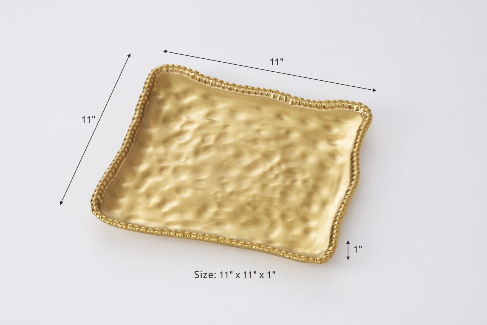 Pampa Bay Monte Carlo Square Platter | Matte Gold Porcelain Square Serving Platter - Peak Home Decor