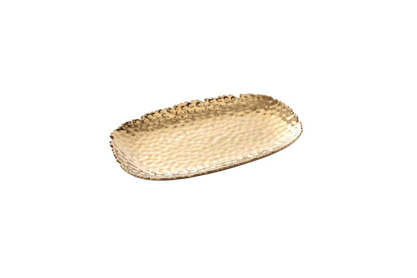 Golden Millennium Platter (Small) – hammered gold porcelain appetiser tray
Luxury porcelain platter with gold titanium finish
Elegant small serving tray for desserts and appetisers