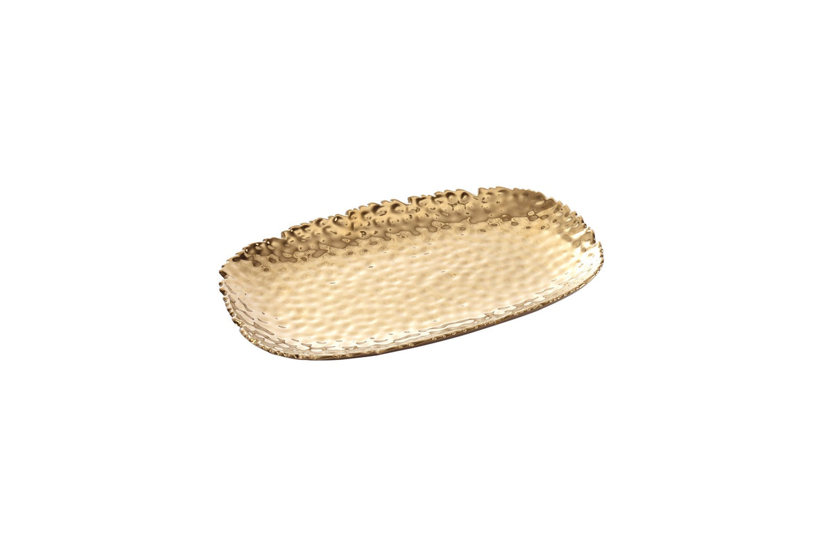 Pampa Bay Golden Millennium small platter in hammered gold porcelain