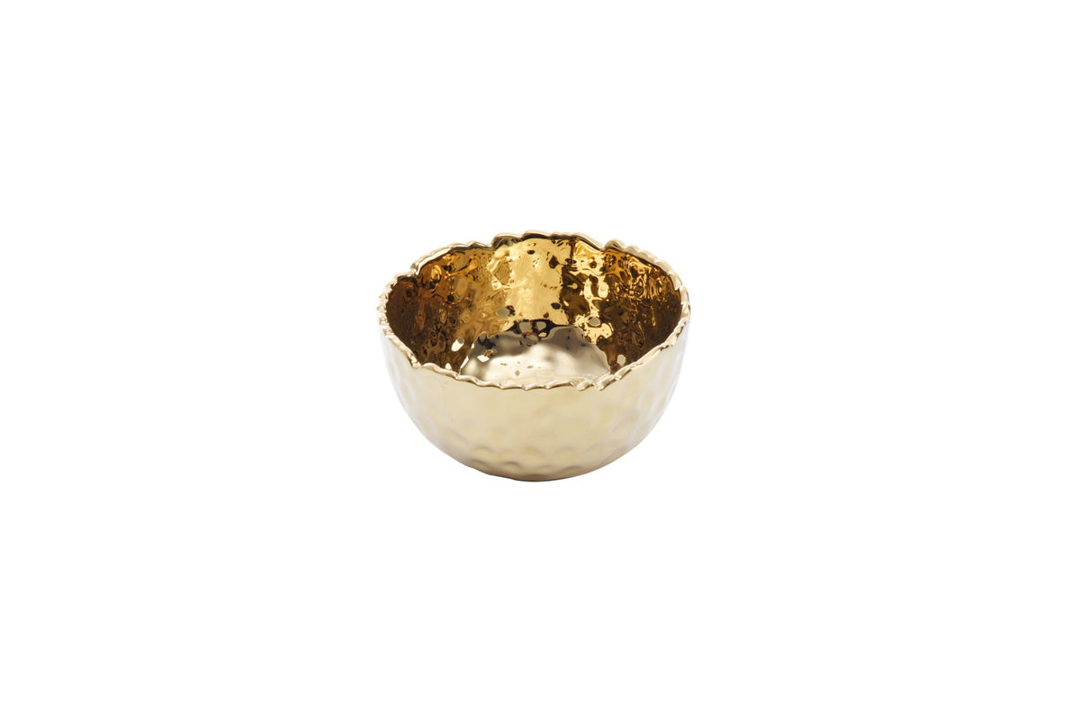 Pampa Bay Golden Millennium snack bowl in hammered gold porcelain