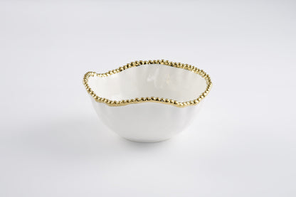 Golden Salerno Bowl (Medium) – luxury porcelain bowl with gold beaded rim
Elegant gold titanium trimmed medium serving bowl from the Golden Salerno Collection
Luxury porcelain salad bowl with gold edge detail